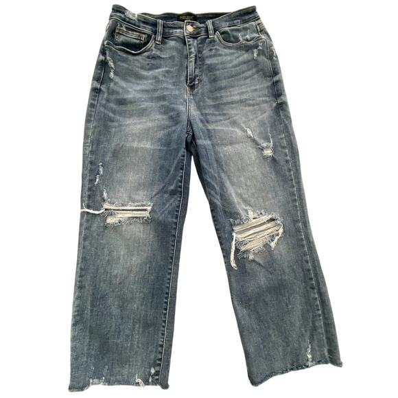 Judy Blue Wide Leg High RIse Distressed Raw Hem Denim Size 13 - Picture 1 of 7